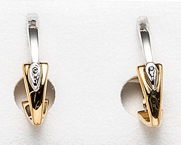 Ohrringe OHRSTECKER Creolen BICOLOR silber/gold Creolenstecker mit Kristallsteinen