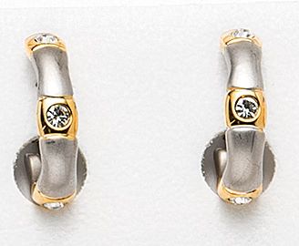 Ohrringe OHRSTECKER Creolen BICOLOR silber/gold Creolenstecker mit Kristallsteinen Damen Modeschmuck Accessoire