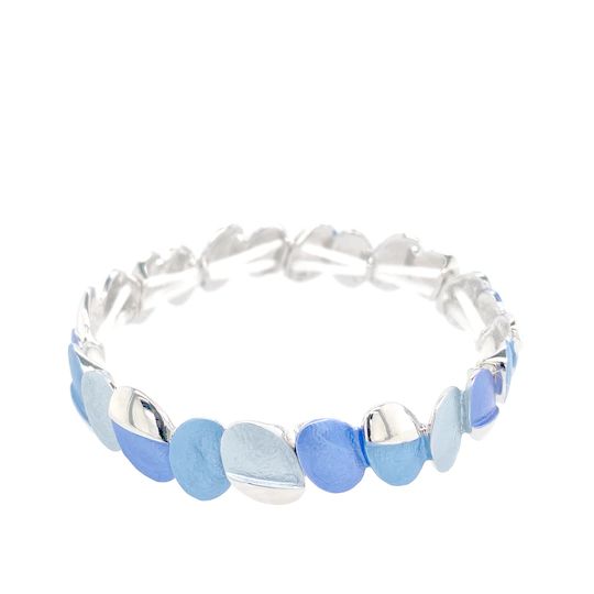 ARMBAND elastisch rhodiniert matt BLAU dunkel-/hellblau Damen Modeschmuck nickelfrei