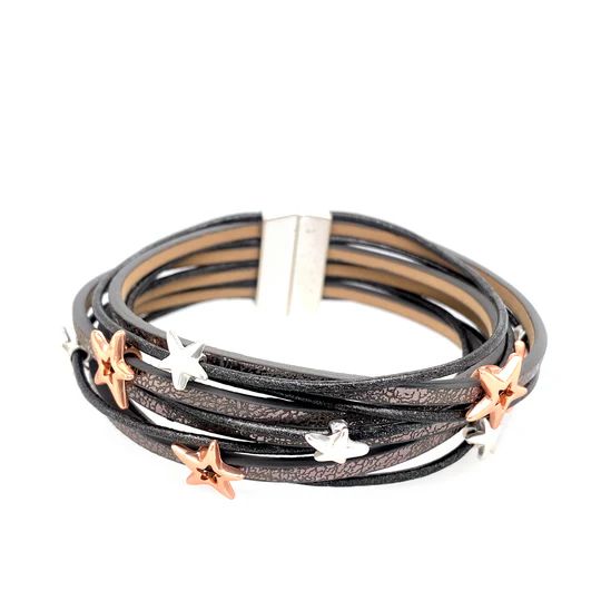 ARMBAND Magnetschluß mit Sternen grau silber rose Armreif Damen Modeschmuck nickelfrei