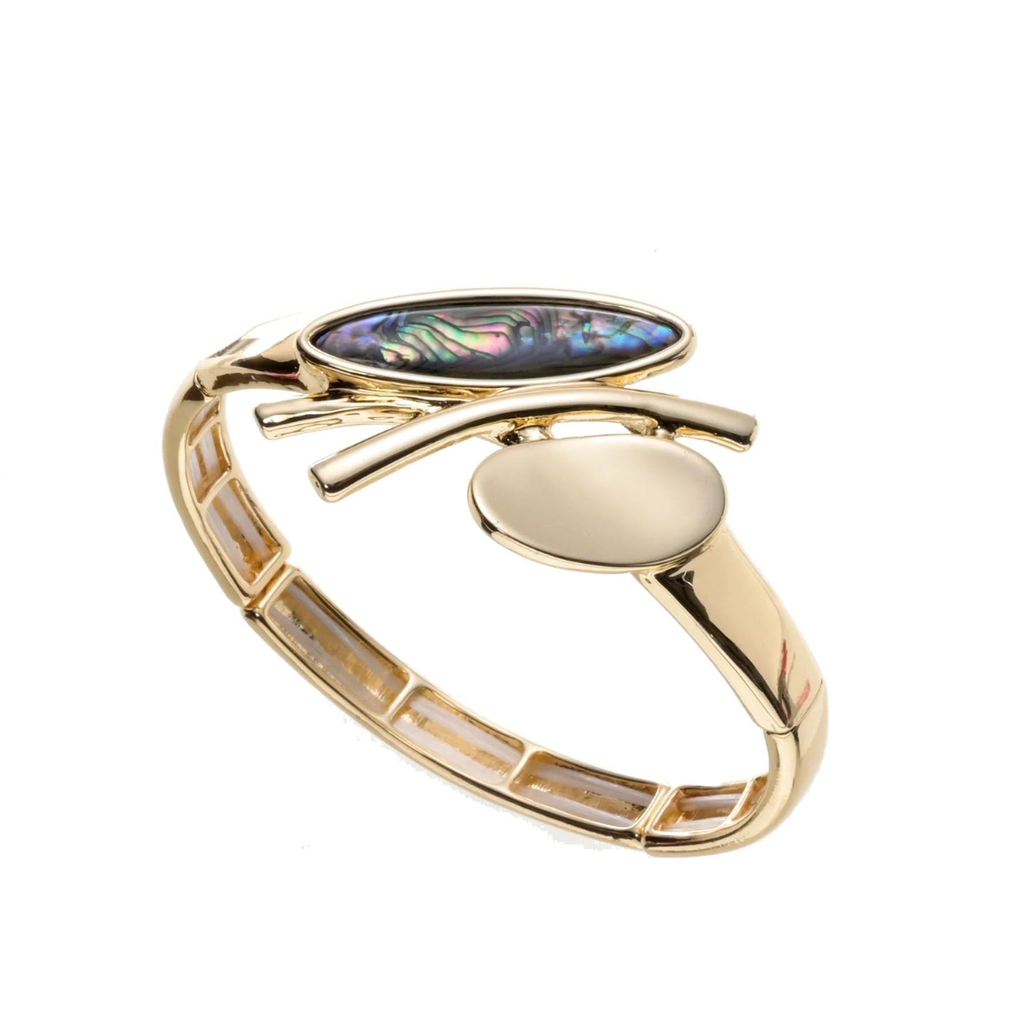 ARMBAND ELASTISCH vergoldet mit Paua Shell Damen Modeschmuck nickelfrei