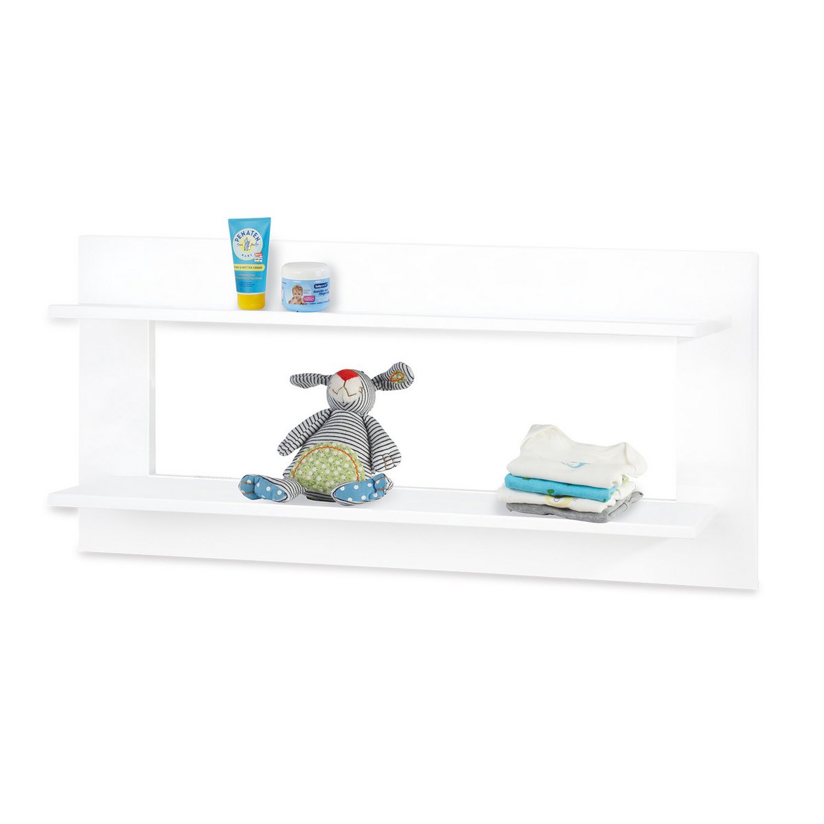 Kinderzimmer 'Pfanne' extra breit, inkl. Wandregal
4-teilig: Kinderbett, extra breite Wickelkommode, 2-türiger Kleiderschrank, Wandregal