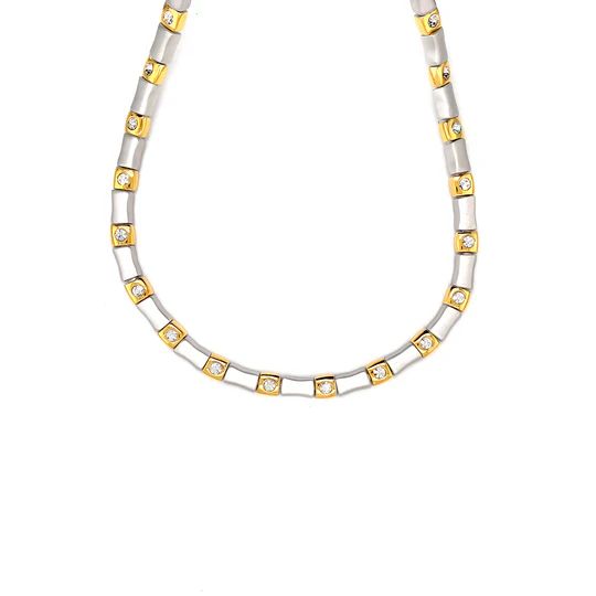 HALSKETTE Collier BICOLOR Damen Modeschmuck nickelfrei