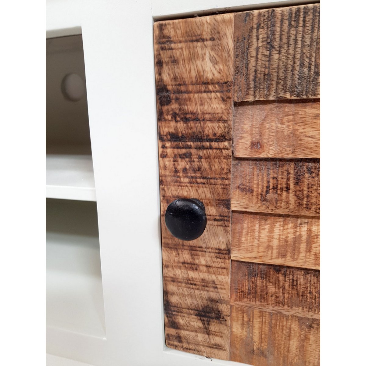 TV Lowboard TV Schrank B 114 H 45 cm Massivholz Fernsehschrank Ibiza weiß Mangoholz massiv