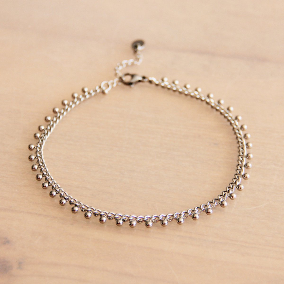 Fußkettchen aus Edelstahl mit Kugeln - Silber - AN917