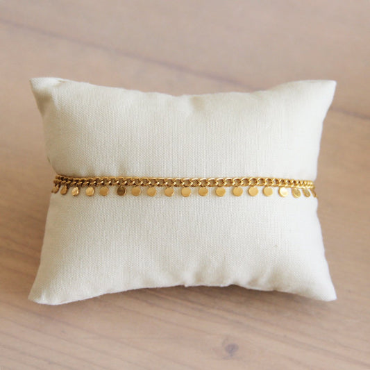 SA832: Stahlkettenarmband mit Münzen - Gold