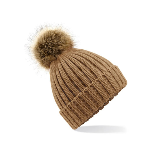 Beanie Heavy Knit Faux Fur