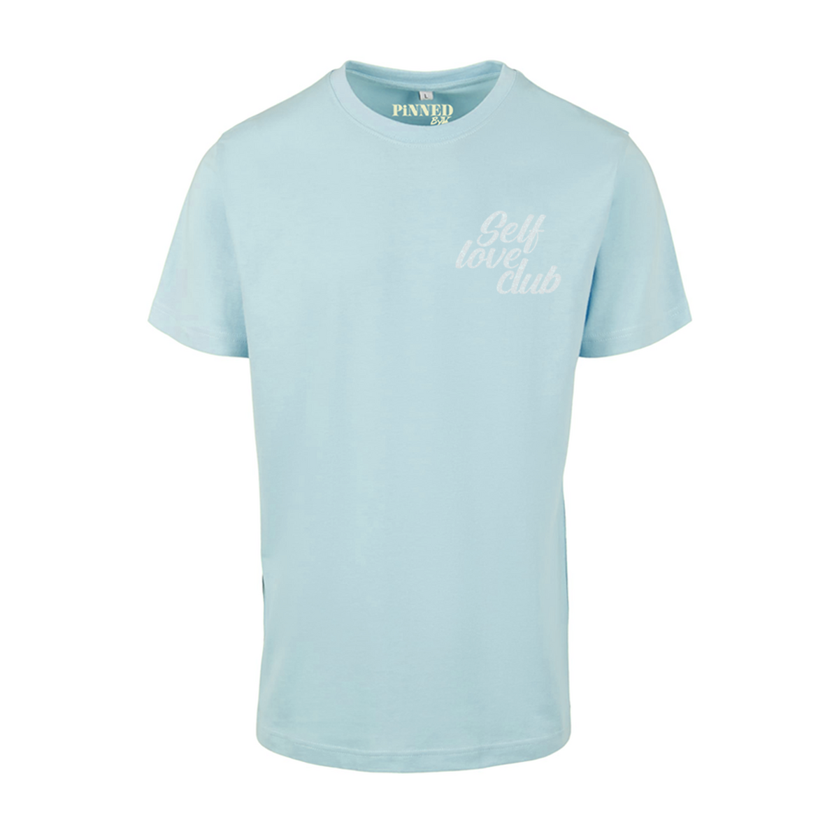 Normales T-Shirt Self Love Club Chest Hellblauer Glitzer