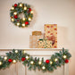 Kaprun Weihnachtskranz mit warmweißer LED-Beleuchtung – Ø45 cm – Grün gefrostet, Rot