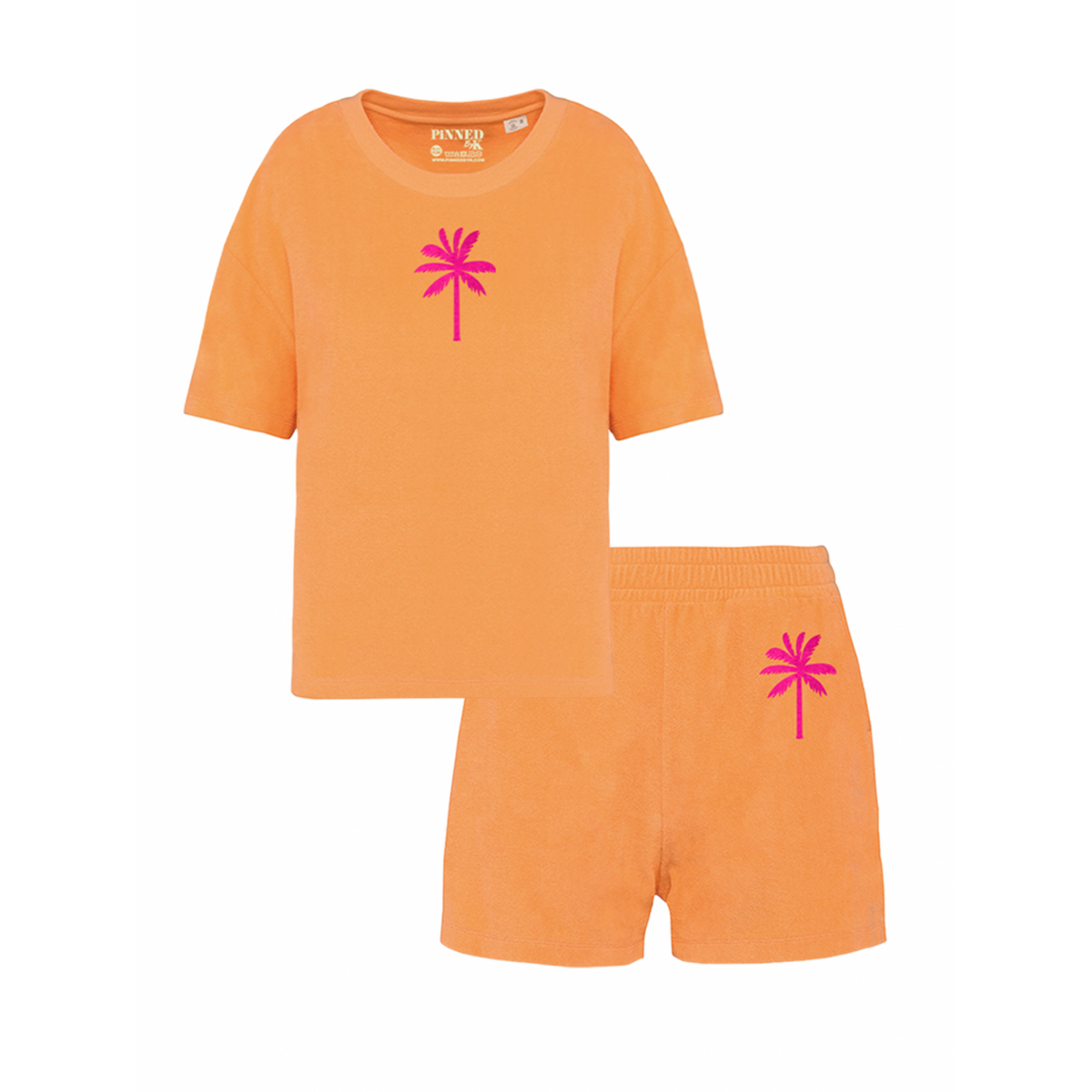 Set Badstoff Palmtree Neon Pink Velvet | HINWEIS: Laufzeit 5-6 Werktage