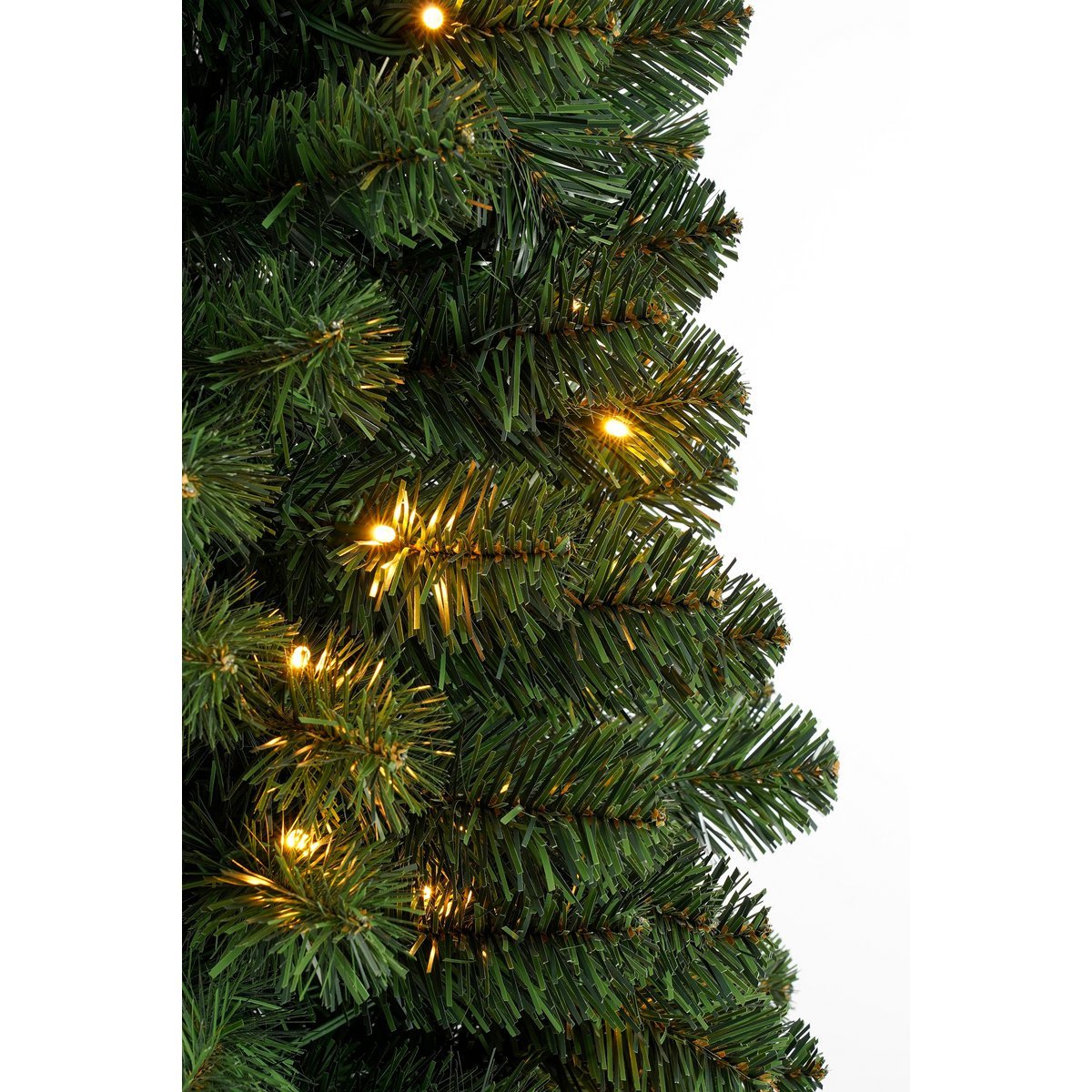 Charlton schmaler künstlicher Weihnachtsbaum mit LED -Beleuchtung und Timer und schwacher Funktion - H215 x Ø56 cm - Grün