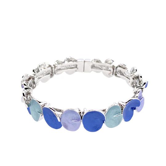 ARMBAND Magnetschluß rhodiniert/blau Armreif Damen  Modeschmuck nickelfrei