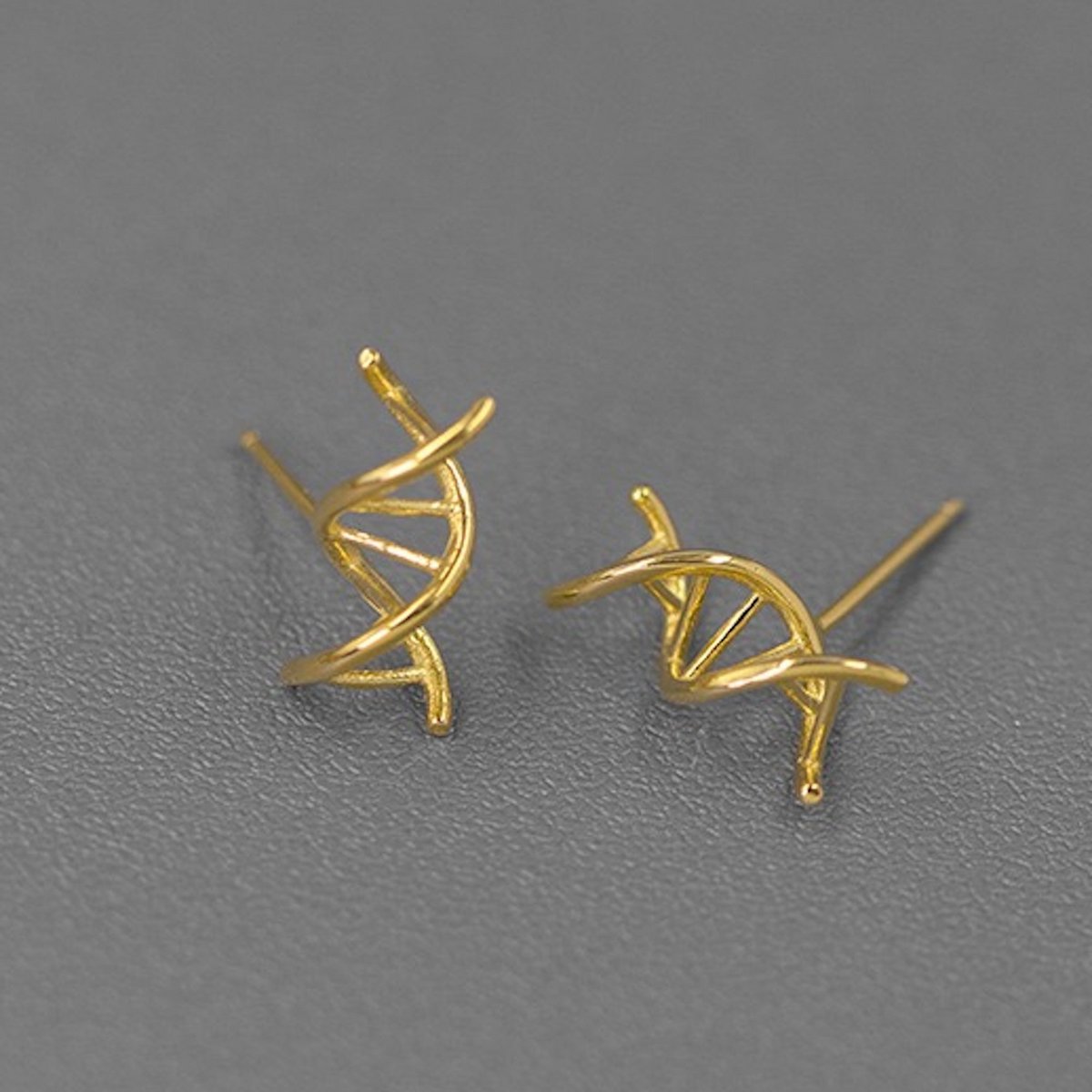 Creative Design DNA Ear Studs - Gold vermeil n Sterling silver