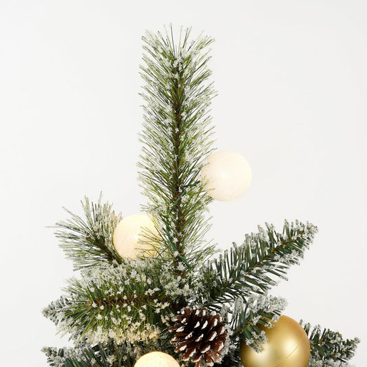 Kaprun Weihnachtsbaum im Topf mit LED -Beleuchtung und Timerfunktion - H90 x Ø51 cm - Grün, Gold