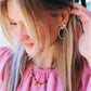 Ovale Statement -Ohrringe mit Blume gold Damen Mode Accessoire Schmuck Edelstahl