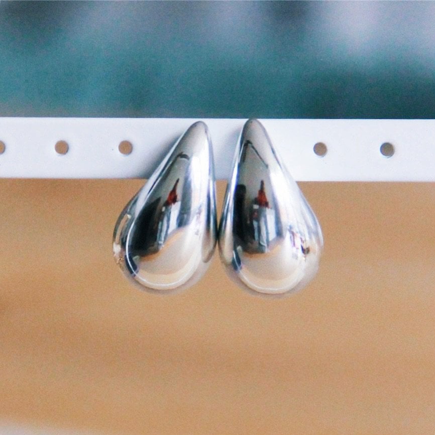 Stainless steel drop earring – gloss/silver