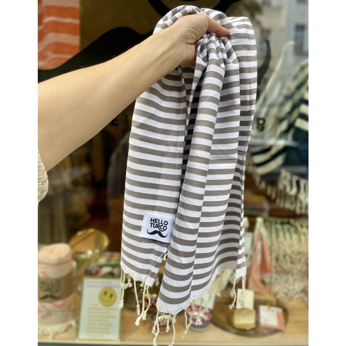 Striped Hand/Baby Towel Cool Gray - 45 x 100