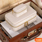 Vintage-inspirierte Reise-Schmuckschatulle aus Samt – Milchbeige – Duell-Schatullen