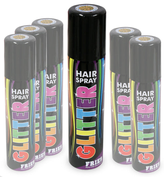 narrenwelt Color Hair - Spray GLITTER Haarspray gold Halloween Hairspray Fan Party