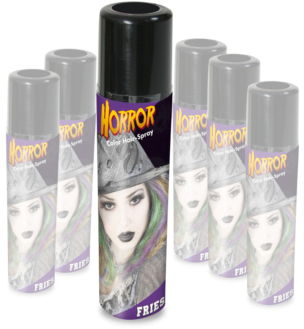 narrenwelt Color Hair - Spray HORROR Haarspray schwarz Halloween Hairspray Fan Party