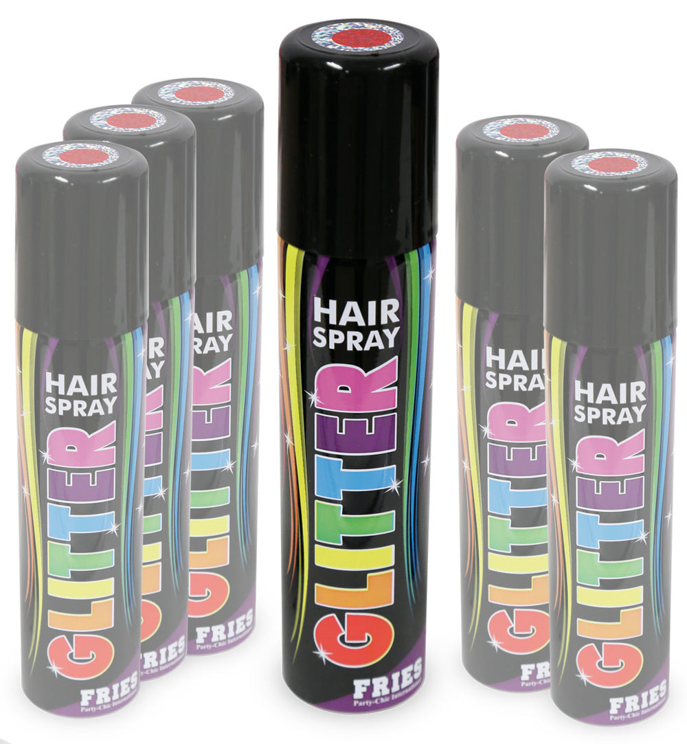 narrenwelt Color Hair - Spray GLITTER Haarspray rot Halloween Hairspray Fan Party