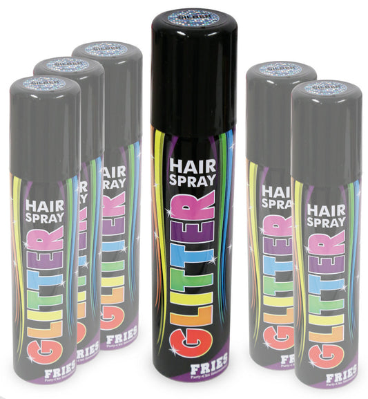 narrenwelt Color Hair - Spray GLITTER Haarspray silber Halloween Hairspray Fan Party