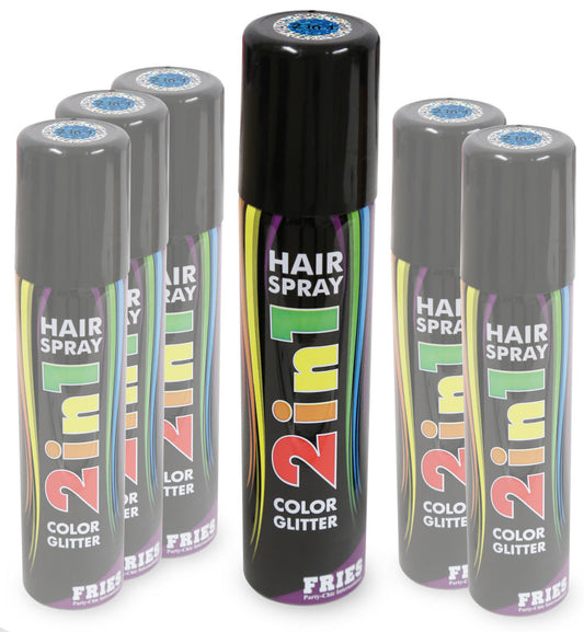 narrenwelt Color Hair - Spray 2in1 COLOR & GLITTER Haarspray blau Halloween Hairspray Fan Party