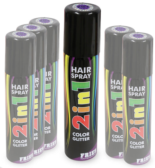 narrenwelt Color Hair - Spray 2in1 COLOR & GLITTER Haarspray lila Halloween Hairspray Fan Party