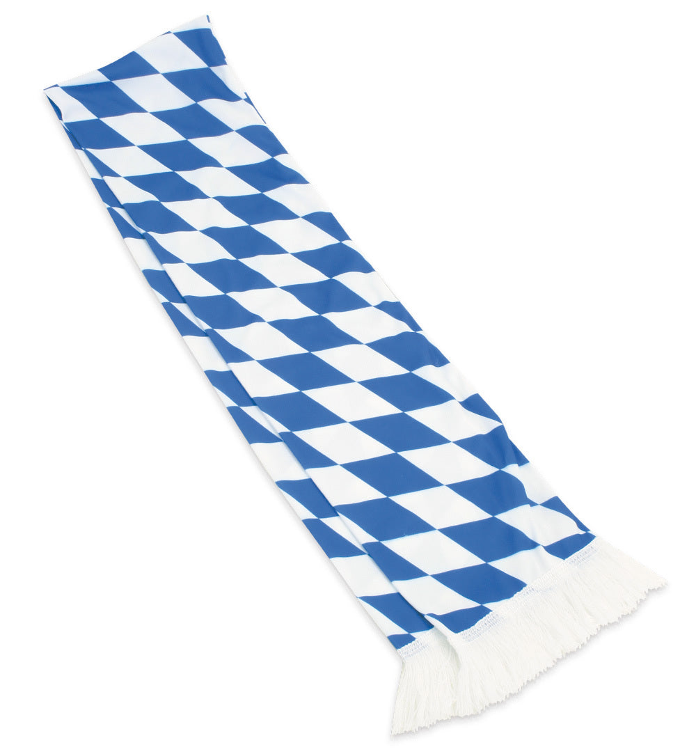 narrenwelt Bayern Schal mit Fransen Bayernraute blau/weiß ca. 140 cm, Fein-Jersey