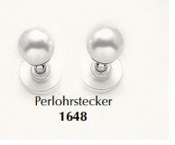 Ohrringe OHRSTECKER RHODINIERT PERLE WEISS Damen Modeschmuck nickelfrei