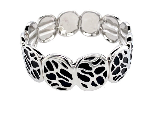 ARMBAND ELASTISCH RHODINIERT MATT SCHWARZ Damen Modeschmuck nickelfrei