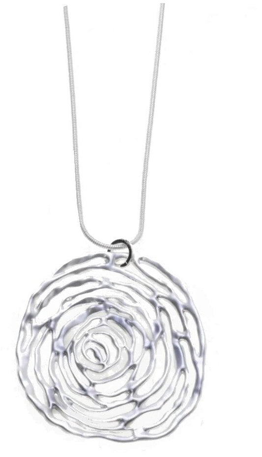 HALSKETTE Blume lange Kette - ca.90 cm -  silber  Damen Collier Modeschmuck nickelfrei