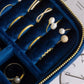 Vintage-inspirierte Reise-Schmuckschatulle aus Samt – Saphirblau – Duell-Schatullen