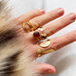 Stahlmondring goldfarben Damen Ring modisch Mond Stahl Mode Accessoire Schmuck Edelstahl