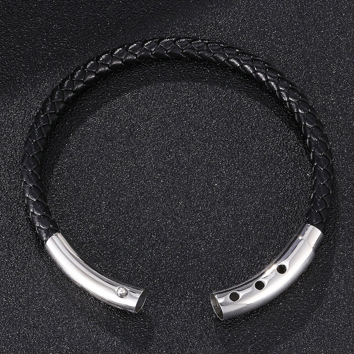 Echtes Leder geflochtenes Gentleman-Armband mit silberner Schnalle