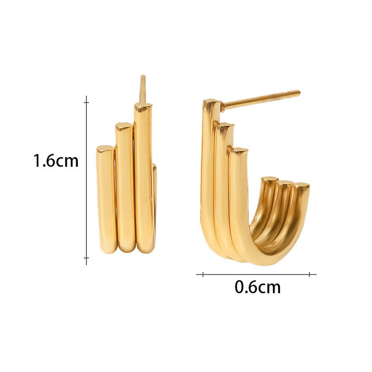 Einzigartiges Design, minimalistische U-förmige Gold-Ohrstecker