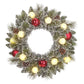 Kaprun Weihnachtskranz mit warmweißer LED-Beleuchtung – Ø45 cm – Grün gefrostet, Rot