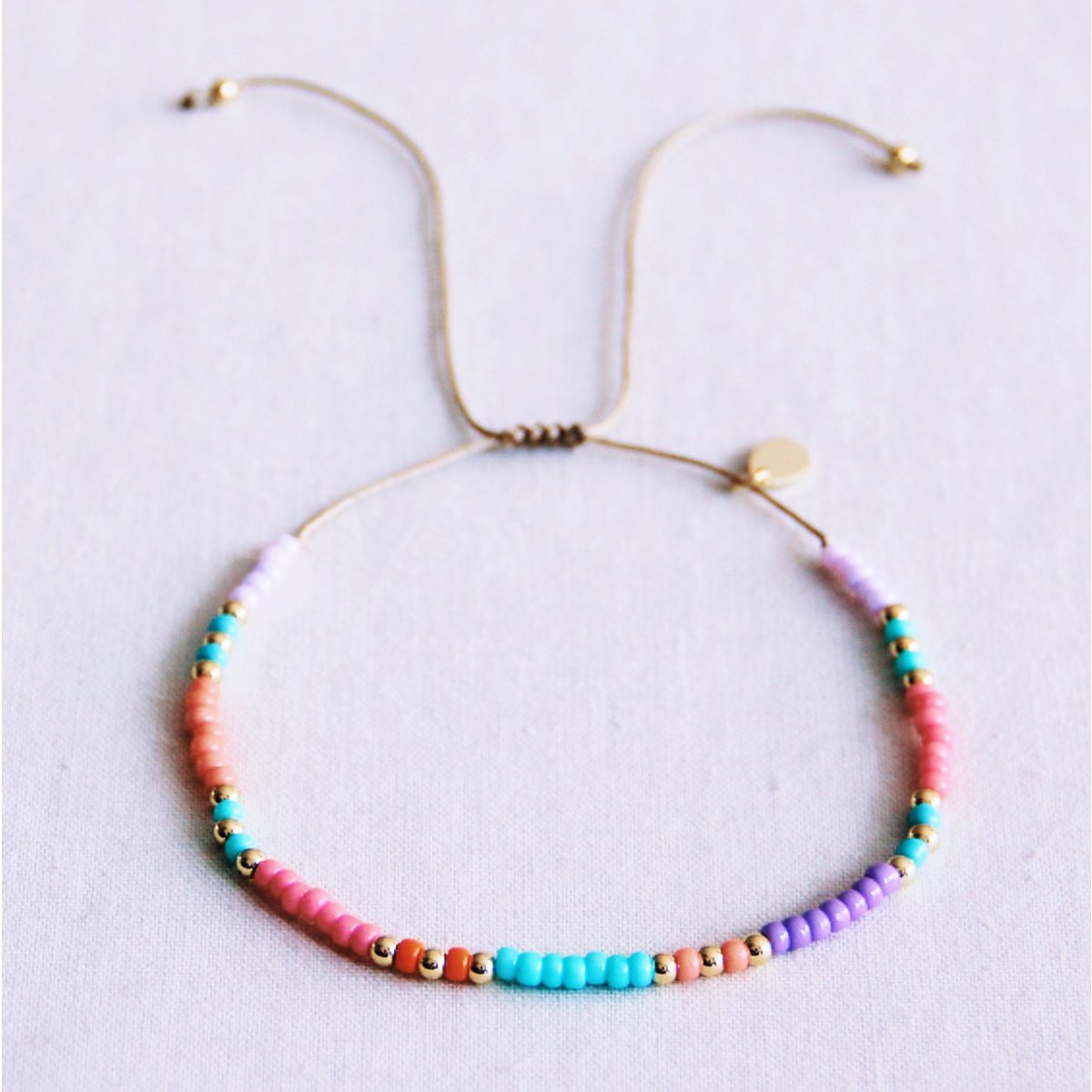 Satin -Fußkettchen mit Miyukis - Farbe mischen Damen Mode Accessoire Schmuck Edelstahl