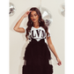 T-Shirt V-Ausschnitt Glam Black Glitter