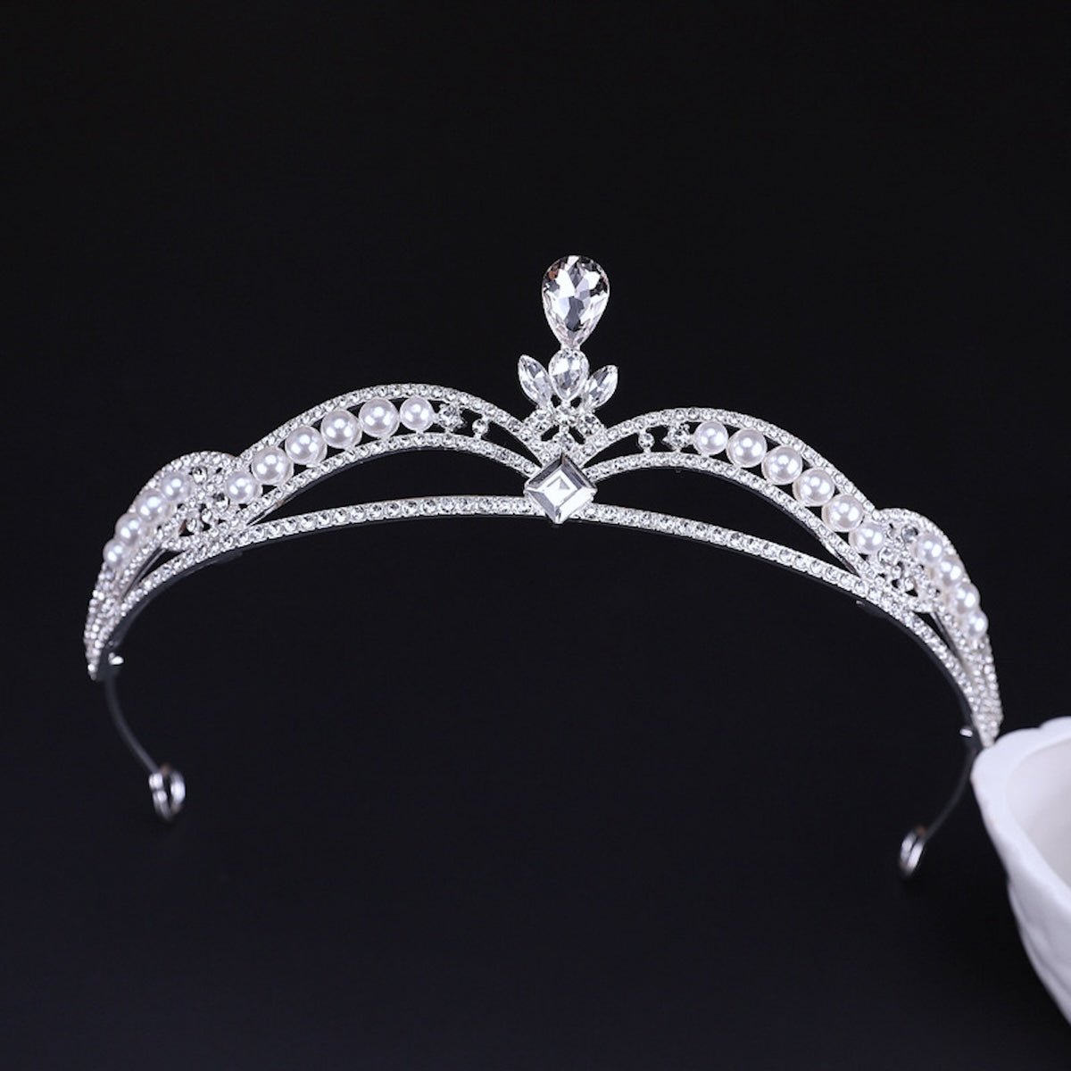 Perlen Krone-Prinzessin-Look Kristallbraut-Tiaras mit Perlen