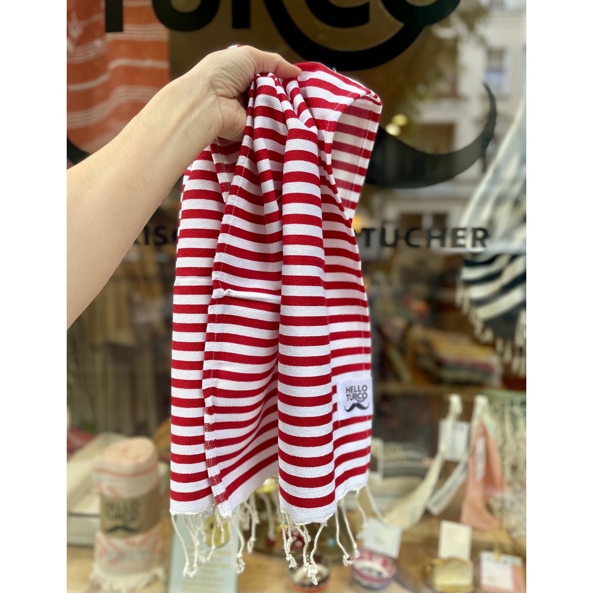 Striped Hand/Baby Towel Red - 45 x 100 cm