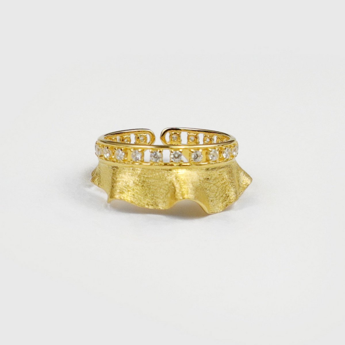 Einzigartiger Rock-Design-Ring – Gold Vermeil und Sterling Silber – verstellbar