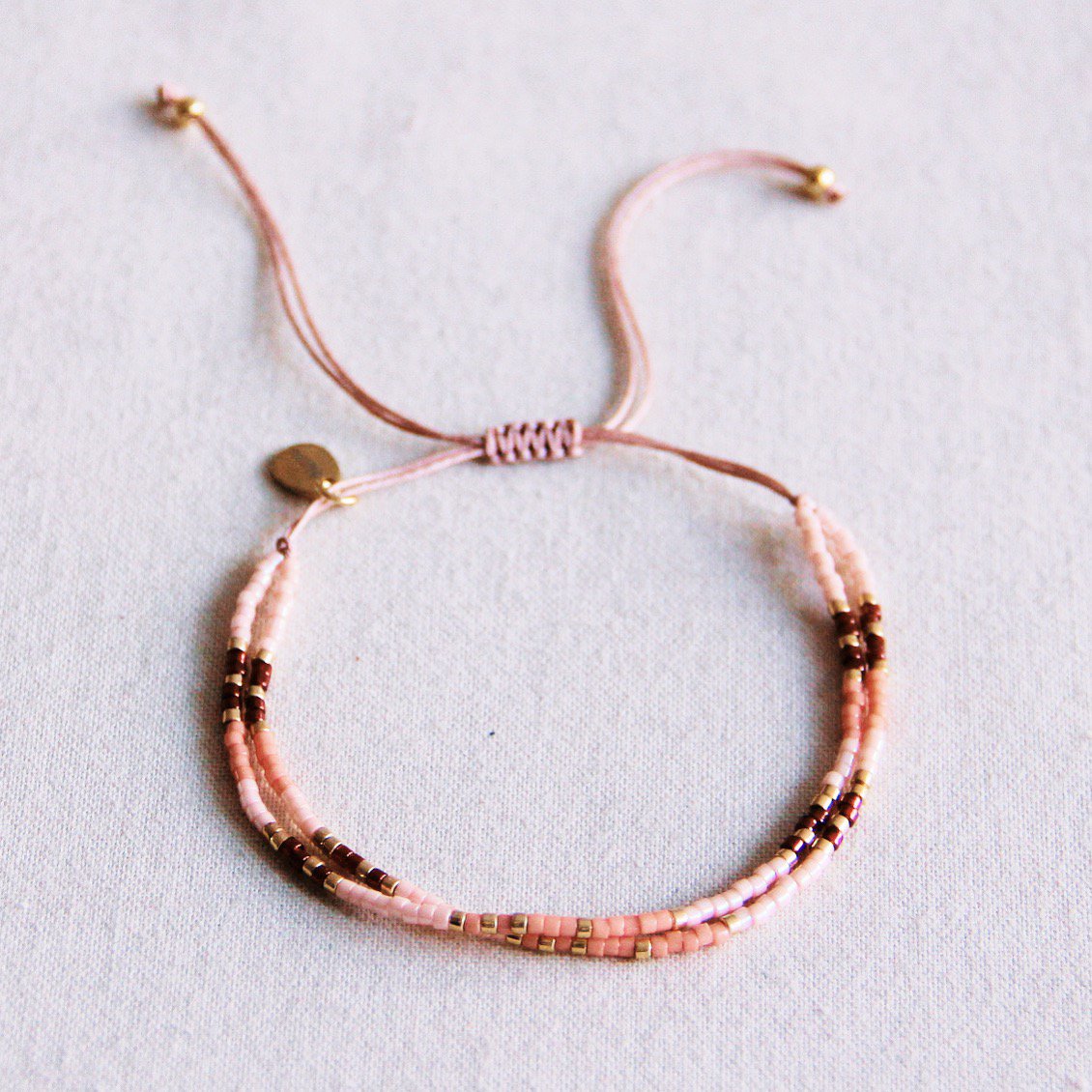Doppel -Miyuki -Armband - Pink/Nude/Bordeaux
