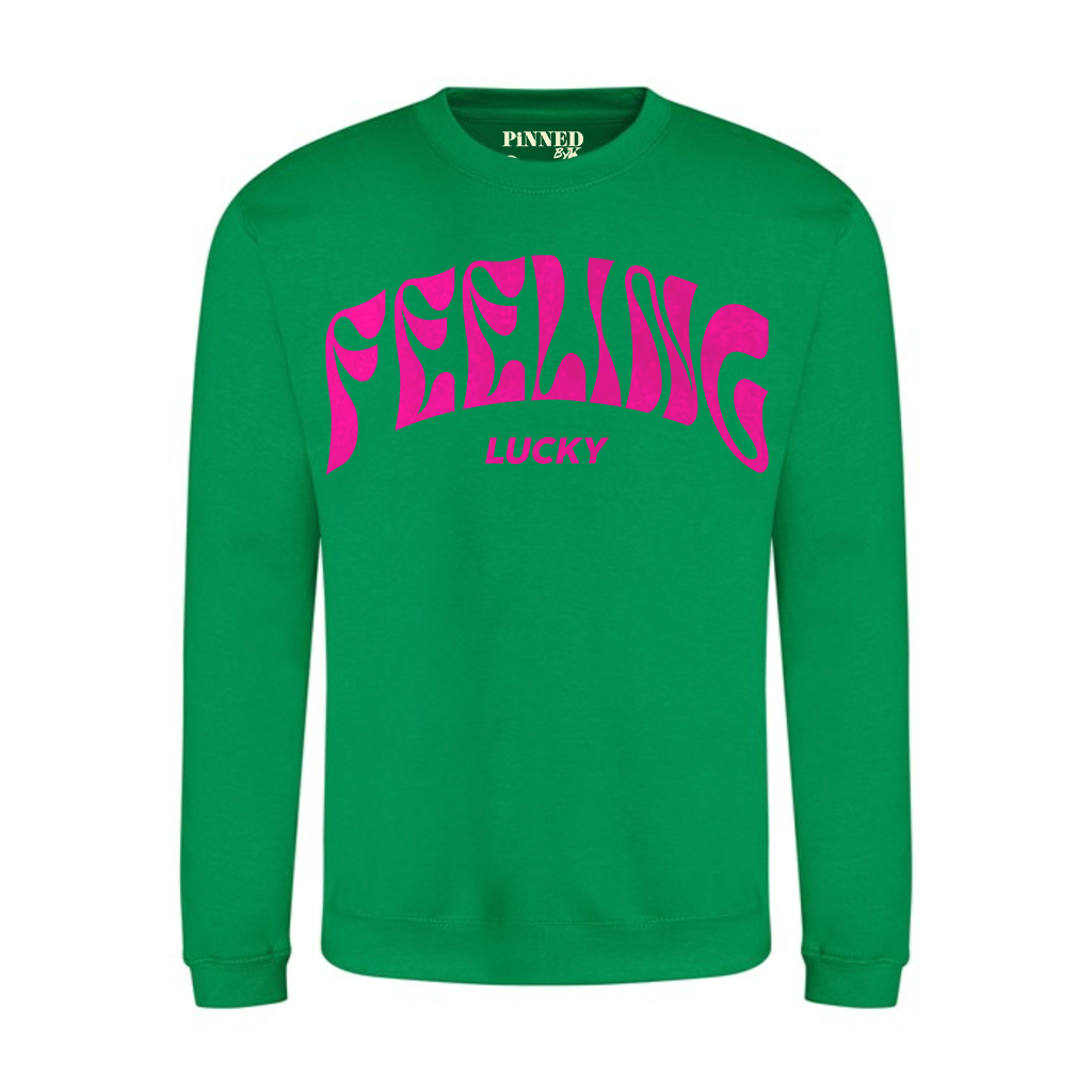 Pullover Feeling Lucky aus neonpinkem Samt