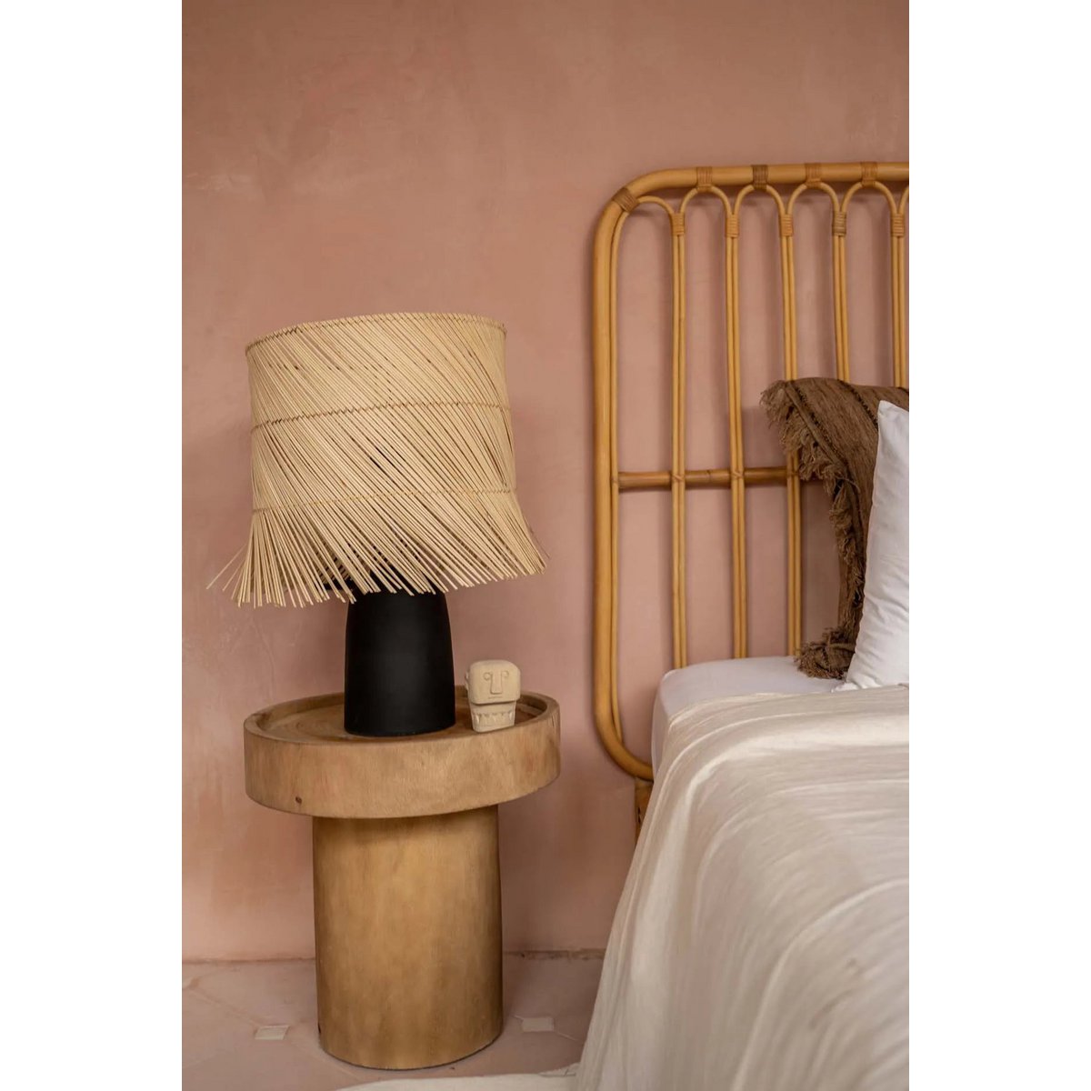 Die Rattan Tischlampe - Black Natural