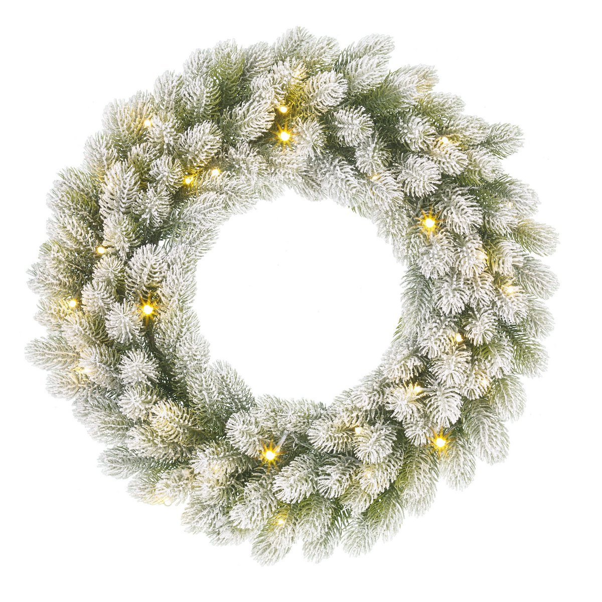 Nagoya Weihnachtskranz mit LED -Beleuchtung und Timerfunktion - H12 x Ø60 cm - Grün