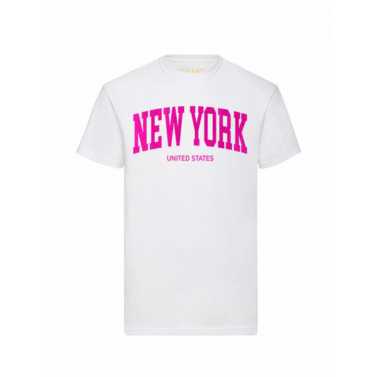 T-Shirt New York Neonrosa Samt