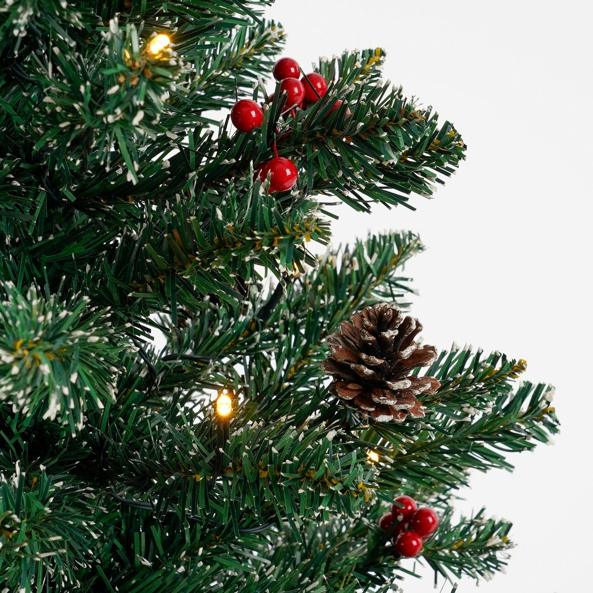 Creston Künstlicher Weihnachtsbaum im Topf mit LED-Beleuchtung – H90 x Ø50 cm – Grün gefrostet