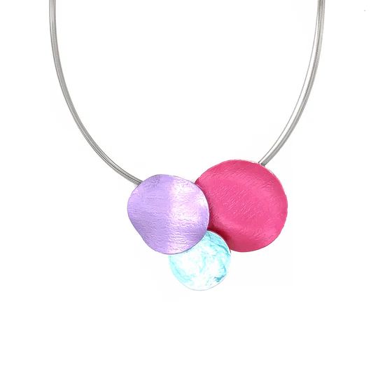 HALSKETTE Collier rhodiniert lavendel/pink/aqua Damen  Modeschmuck nickelfrei