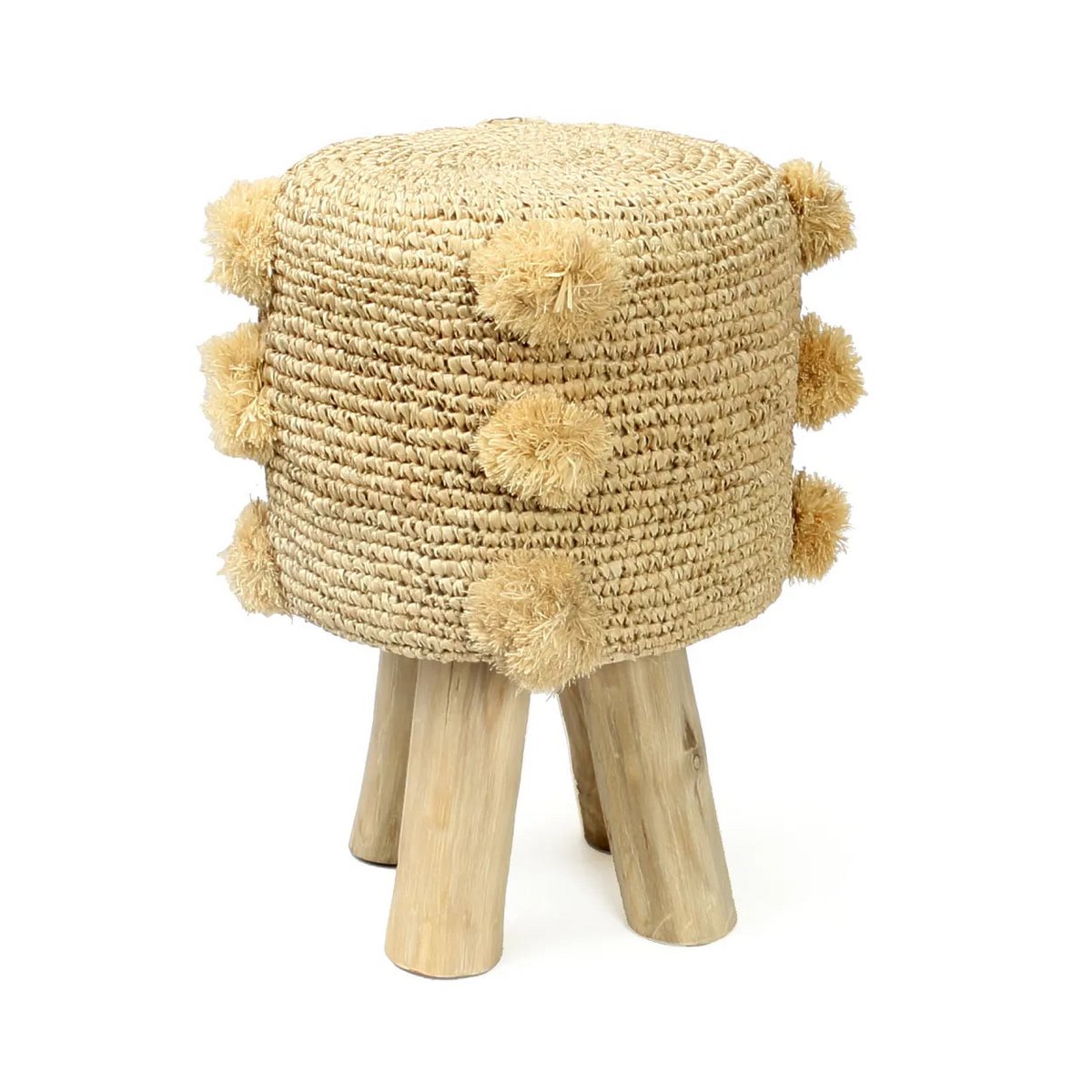 Der Bast-Pom-Pom-Hocker